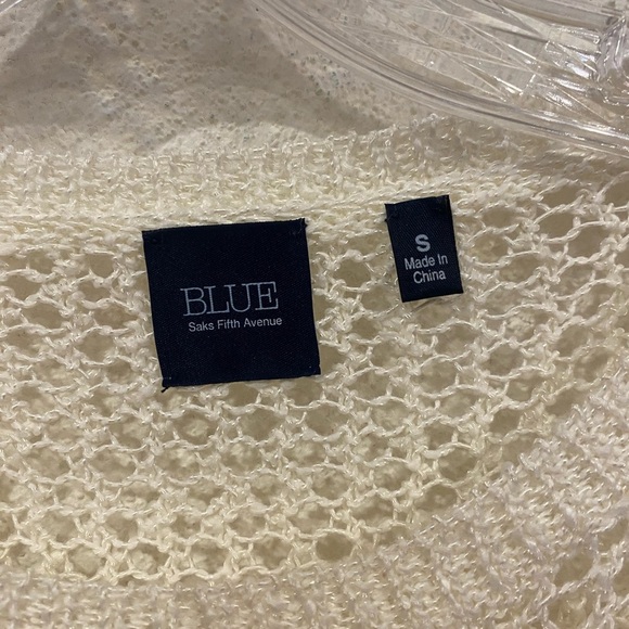 Blue Saks Fifth Avenue Sweater Women's Size Small Colorblock Linen Open Knit - Picture 3 of 5